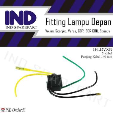 IND Fitting Socket Lampu Depan Motor for Vixion/ Verza/ Scorpio/ Scoopy/ CBR 150R Old CBU] HItam