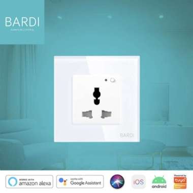 BARDI SMART WALL SOCKET UNI WIFI - COLOKAN LUBANG 3 STOP KONTAK Hitam