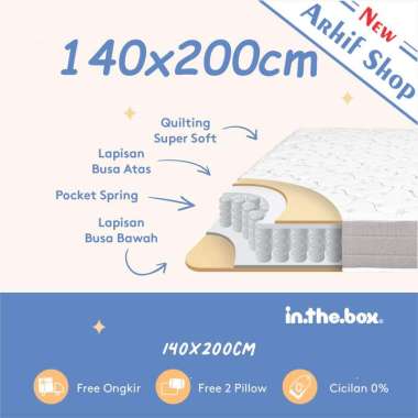 SPRING BED KASUR IN THE BOX inthebox 140x200 (Custom Size) 140 x 200 Putih
