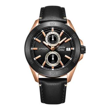 Alexandre Christie Automatic AC 3045 MA LBRBA Man Black Dial Black Leather Strap [Machtwatch] Hitam