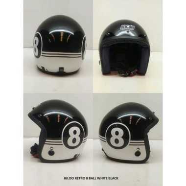 Helm Bogo Retro Igloo Retro Motif 8ball white black
