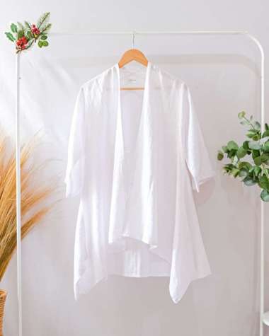 ATASAN BATIK MODERN WANITA OUTER CARDIGAN KONDANGAN PUTIH