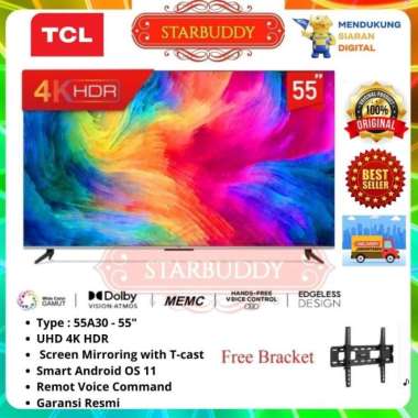 LED TV 55 Inch TCL 55A30 4K UHD Smart Android Google Tv - JABODETABEK