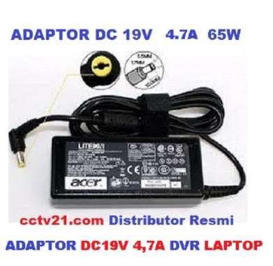 cctv21 Distributor Adaptor Input AC 100-240V-50-60Hz Output DC-19V 3.42A Untuk DVR Laptop Hitam