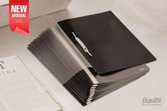 12 pcs Business File F4 Map Plastik Snel Hecter Bantex Black 3224 10