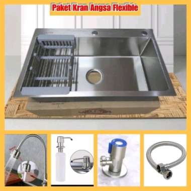 KITCHEN SINK BAK CUCI PIRING 1 LUBANG 7545 STAINLESS STELL 304 TANPA KRAN