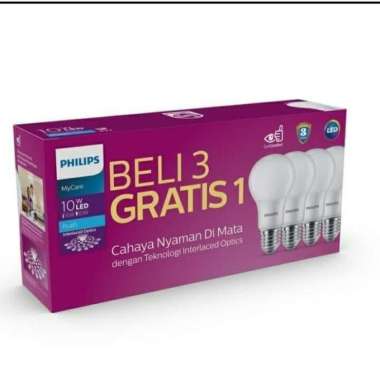 PHILIPS LAMPU LED MYCARE 10W PAKET LED BULB 10 WATT ISI 4 PUTIH