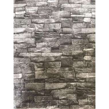 Wallpaper 3D foam Sticker Foam 3D WallFoam motif batu bata Alam Hitam