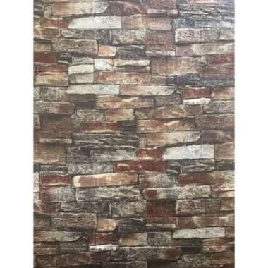 Wallpaper 3D foam Sticker Foam 3D WallFoam motif batu bata Alam maroon