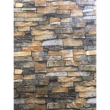 Wallpaper 3D foam Sticker Foam 3D WallFoam motif batu bata Alam Kuning