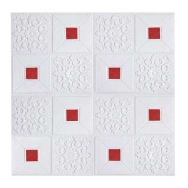 Wallpaper dinding 3D Foam motif batik uk 70x70cm Merah