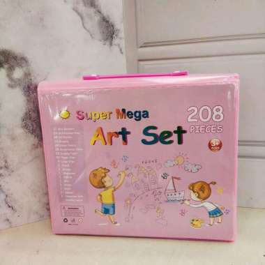 CRAYON SET 208 pcs//CRAYON MENGGAMBAR ANAK ISI 208 pcs Pink