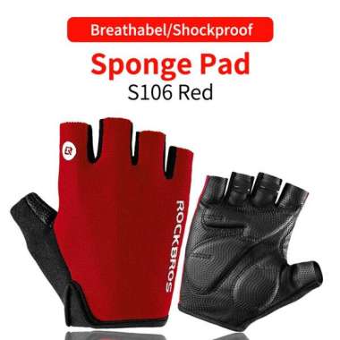 Rockbros S106 Cycling Gloves Sarung Tangan Sepeda S Black Red