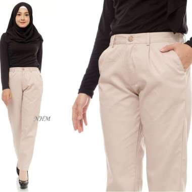 Celana Wanita Chinos, Celana Panjang Baggy Wanita M Cream