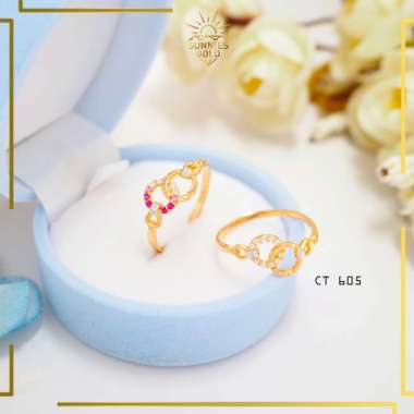 CINCIN WANITA EMAS ASLI KADAR 300 DAN KADAR 375 CINCIN MASA KINI BERKELAS CT 605 KADAR 8K