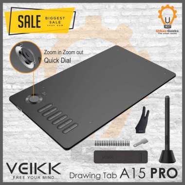 Veikk A15 PRO Digital Graphic Drawing Pen Tablet alt Huion XP Pen OSU Hitam