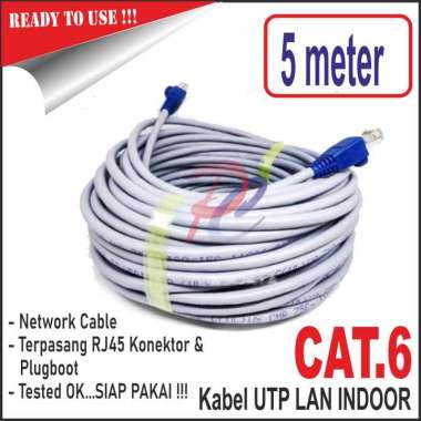 KABEL LAN 5 METER CAT6 UTP INDOOR TERPASANG RJ45 PLUGBOOT 5M