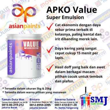 CAT TEMBOK PLAFOND ASIAN PAINTS APKO VALUE SUPER EMULSION 25 KG 3906 MARIGOLD