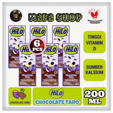 HiLo Susu Cokelat Chocolate Taro Kotak UHT - 200 ml (Kemasan 6 Pcs)