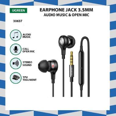 UGREEN 30637 In-Ear Earphone Wired Headset Kabel Mic Aux 3.5mm Cable