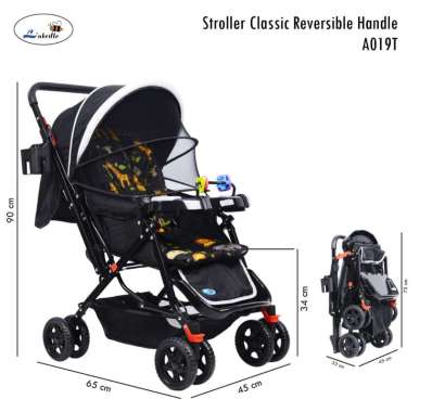 Labeille A019T Baby Stroller Classic Reversible Handle Kereta Dorong Lipat Bayi Anak Black