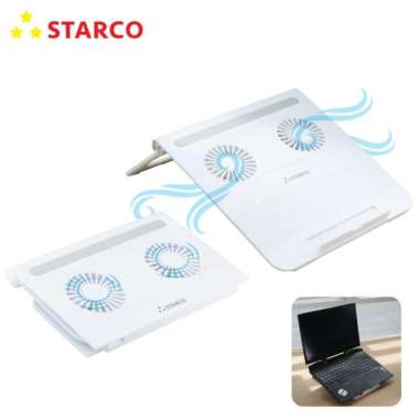 Starco 2 in 1 Foldable Laptop Stand Double Cooling Fan Meja Laptop Multicolor
