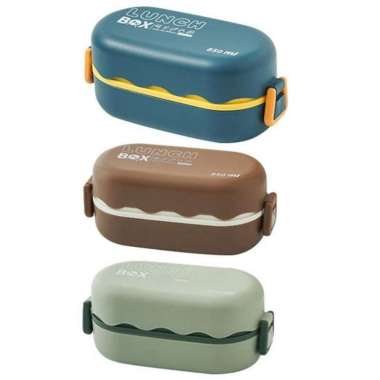 ONE-C780 Lunch Box Bento Set 850ML / Kotak Bekal Makan Siang Free Sendok / Kotak Makan 2 Tingkat Por