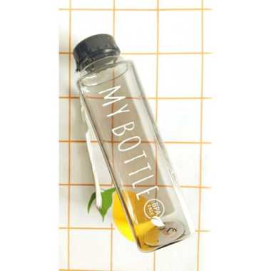 MY BOTTLE BOTOL MINUM KOTAK 500 ML Tutup Bulat Hitam