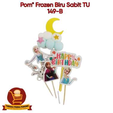 Topper Happy Birthday / Topper Ulang Tahun / Topper Kue Frozen Biru Sabit