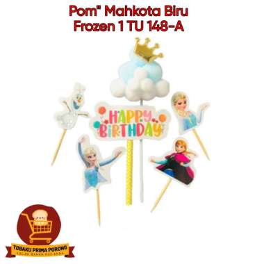 Topper Happy Birthday / Topper Ulang Tahun / Topper Kue Mahkota Biru Frozen 1