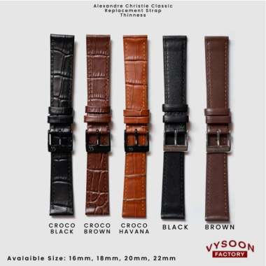 Tali Kulit Jam Tangan Strap Leather AC Alexandre Christie 18mm 20mm 18mm Brown