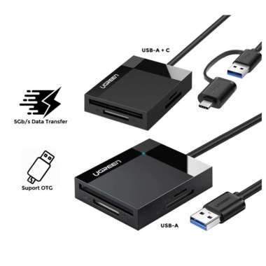 Card Reader UGREEN Hub 4 in 1 USB A 3.0 / USB C to SD MicroSD TF CF MS USB-A