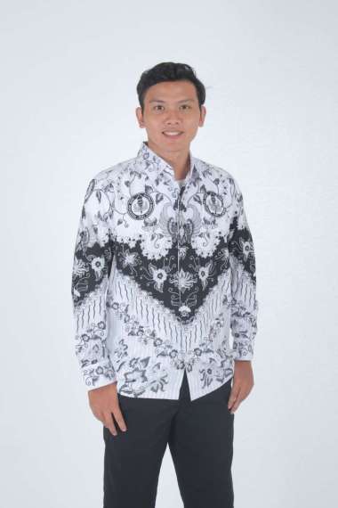 Baju PGRI Pria Full Furing Hitam ASTINA Putih Lengan Panjang BSW Halus Dingin Tebal XXL