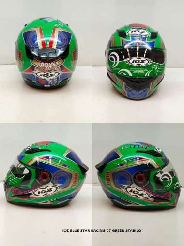Helm Full Face IOZ BLUE STAR SCREAM RACING, Helm SNI racing 07 green stabilo