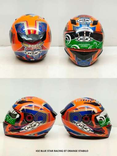 Helm Full Face IOZ BLUE STAR SCREAM RACING, Helm SNI racing 07 orange stabilo