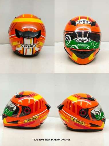 Helm Full Face IOZ BLUE STAR SCREAM RACING, Helm SNI scream orange