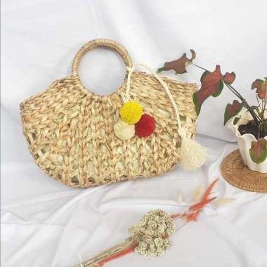 Tas Etnik Anyaman eceng enceng gondok aesthetic Kerawang Polos