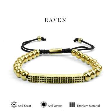 Emrys Raven Bracelet Zirconia Gelang Titanium Pria Wanita Gold