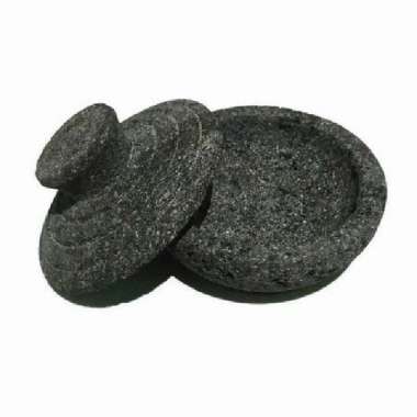 Cobek tempat sambal dan tutup batu asli / cobek set tutup / mokun