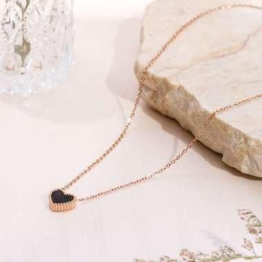 frame of heart - premium stainless steel necklace with gold plated red