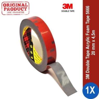 3M Double Tape AFT Acrylic Foam Tape - Tebal 1.1 mm Size 20 mm x 4.5 m MERAH