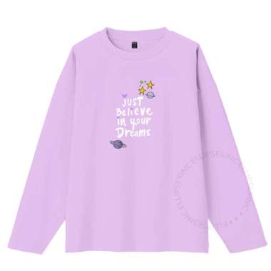 ELLIPSESINC Kaos Oversize Wanita Lengan Panjang LILAC X BRICK COLLECTION JUST BELIEVE XL LILAC