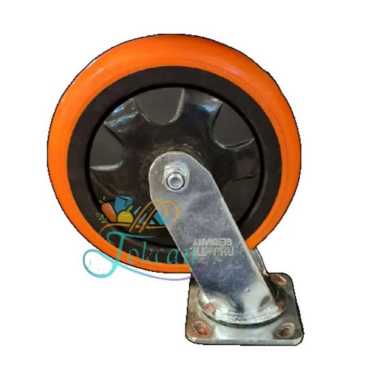 Roda Troly / Troli / Trolly PU Orange 8 Inch Heavy Duty Hidup Swivel RHJ Indonesia