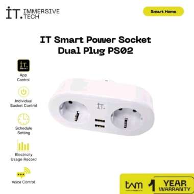IT Smart Power Socket Dual Plug Stop Kontak 2 Lubang 2 USB PS02 Garansi TAM