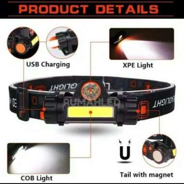senter kepala LED cas maghnet COB / Headlamp sorot putih