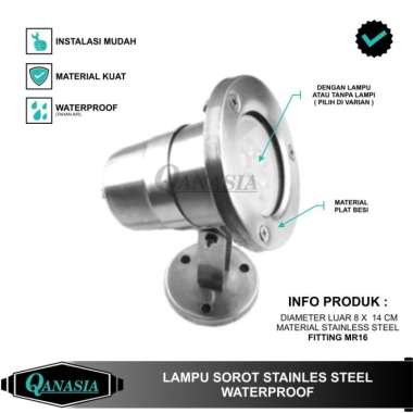 Lampu Sorot Led Lampu Taman Waterproof Spotlight Stainless Outdoor + Led Sorot 3W