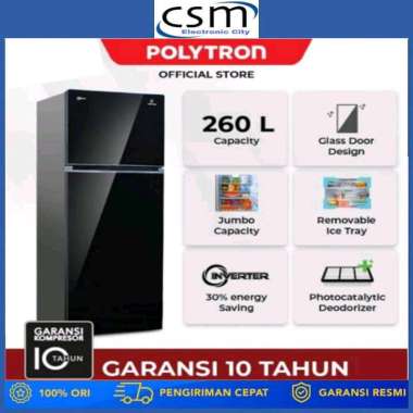 POLYTRON Kulkas 2 Pintu 260L PRW 29VX / PRW29 / 29VX / PRW29VX GARANSI RESMI