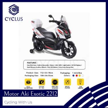 Sepeda Motor Aki Mainan Anak Exotic EMT-2212 2212 Nmax Xmax Murah Musik Lampu USB Modern Bagasi