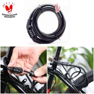 GEMBOK SEPEDA KUNCI SEPEDA GEMBOK RANTAI MOTOR KUNCI MOTOR 4 DIGIT hitam