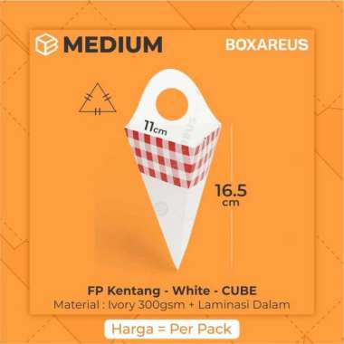 Box Kentang Goreng French Fries Dus Churros Ayam | FP Kentang White Cube
